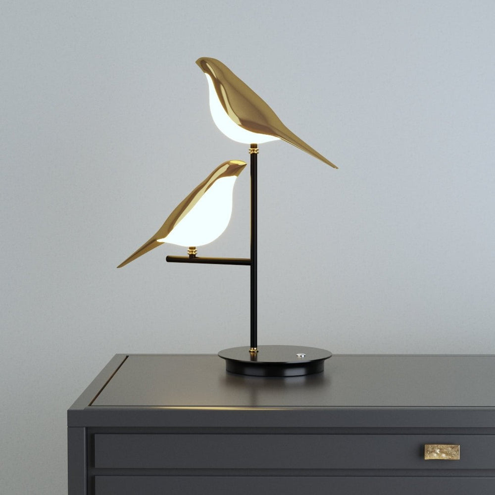 Elegant Gold Bird LED Table Lamp for Home Decor and Lighting