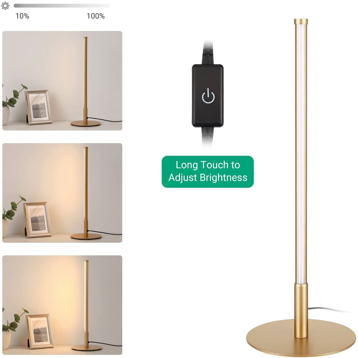 Elegant Gold Table Lamp for Living Room, Bedroom & Office Decor