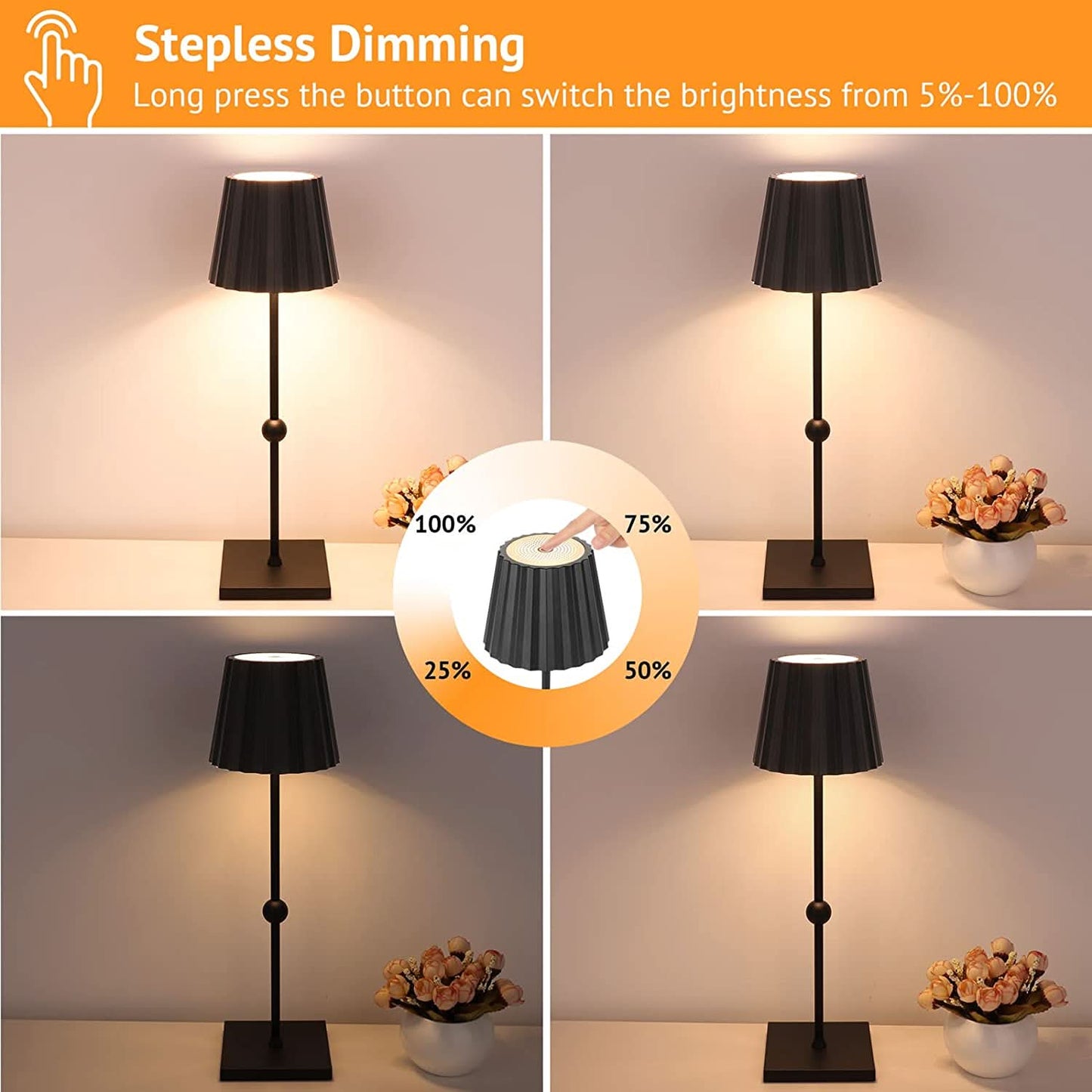 Dimmable LED Table Lamp with Touch Control and Adjustable Brightness