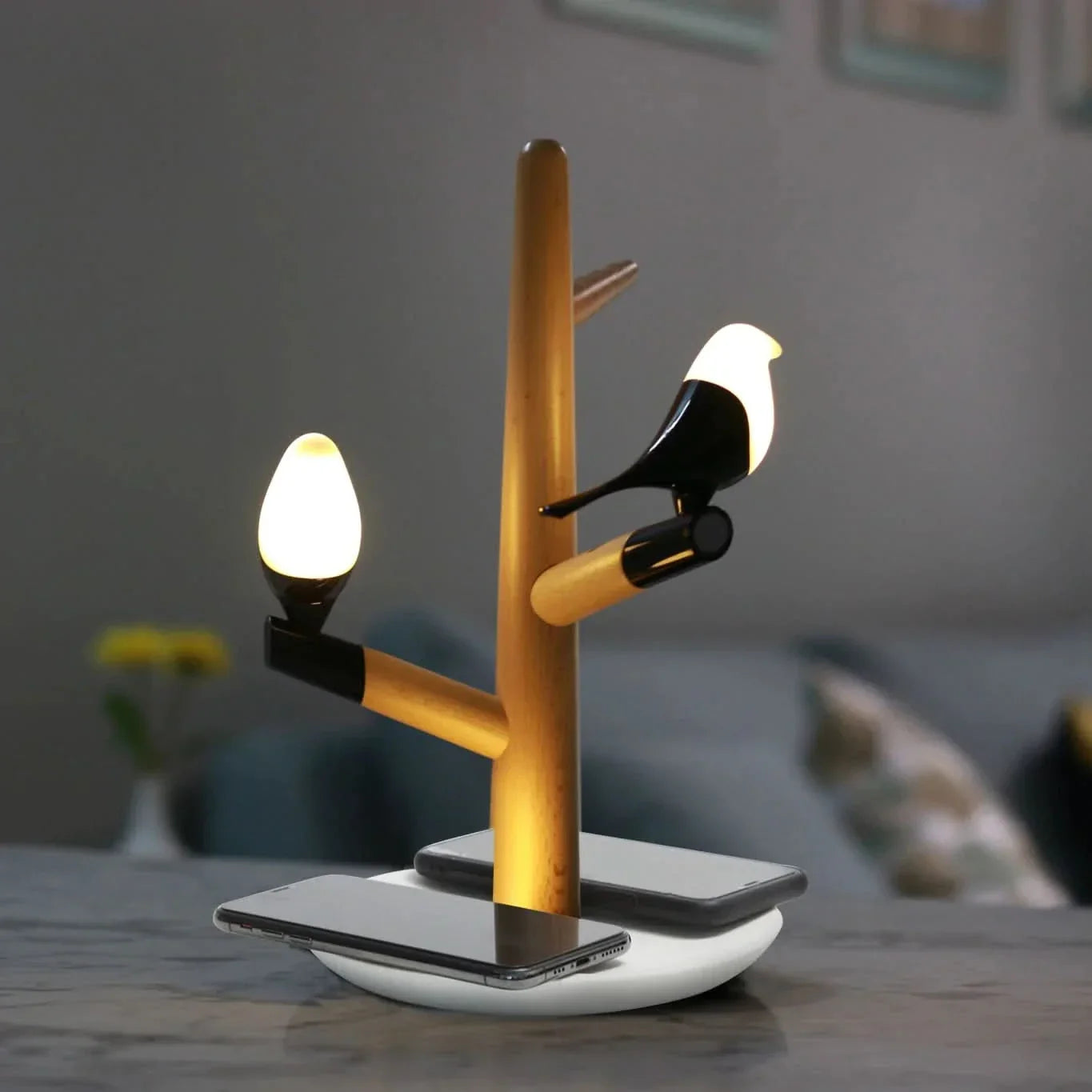 LED Desk Lamp with Dual Wireless Phone Charger and USB Port