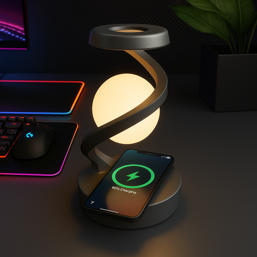 Levitating LED Lamp & Wireless Charger - Floating Glow Light