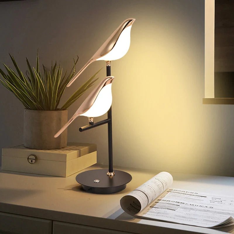 Elegant Gold Bird LED Table Lamp for Home Decor and Lighting