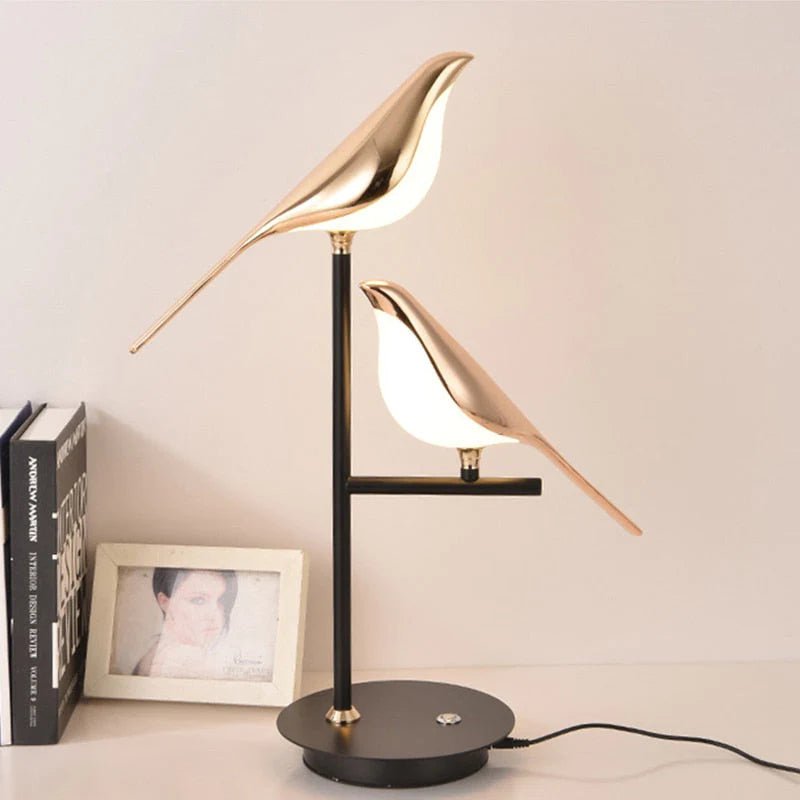 Elegant Gold Bird LED Table Lamp for Home Decor and Lighting