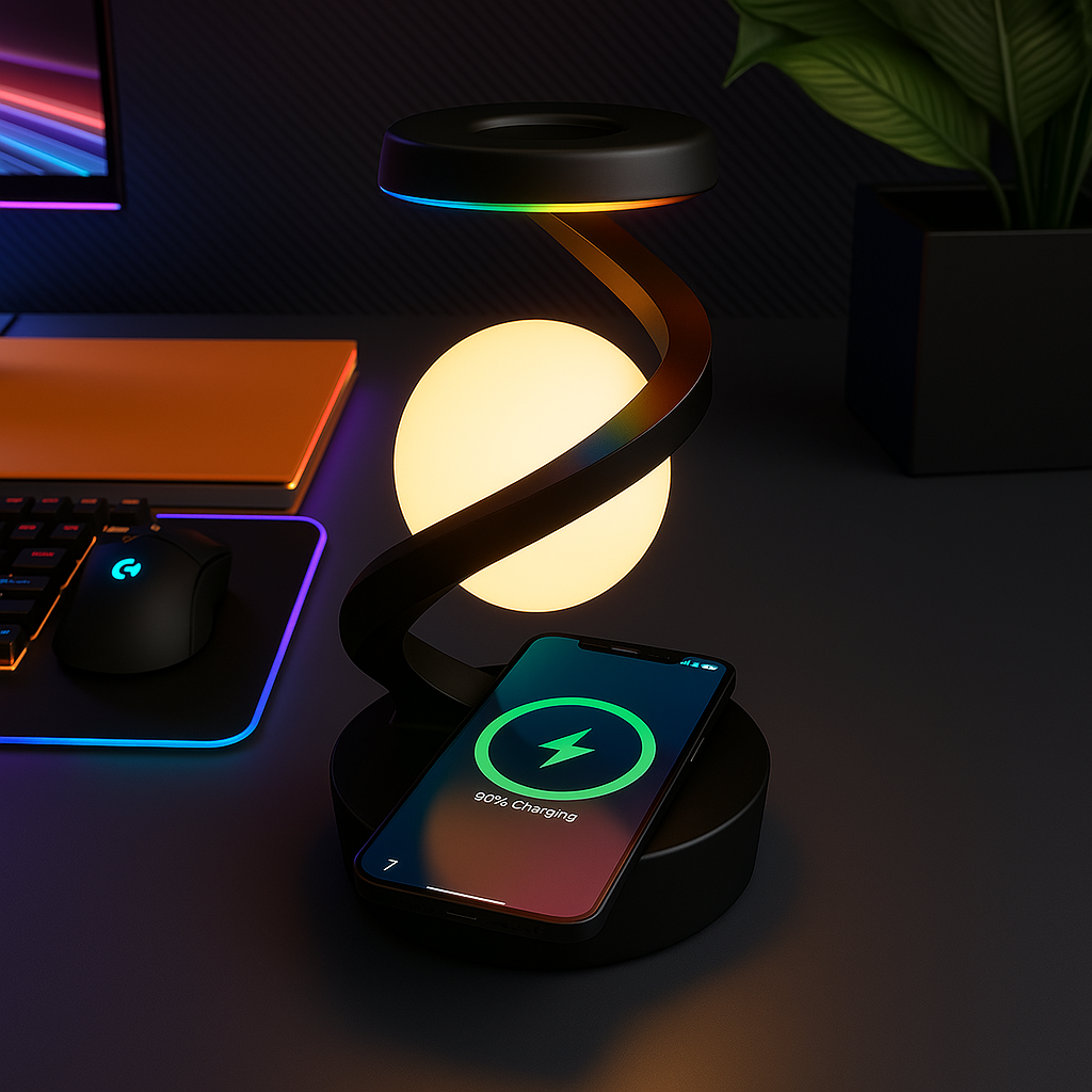 Levitating LED Lamp & Wireless Charger - Floating Glow Light