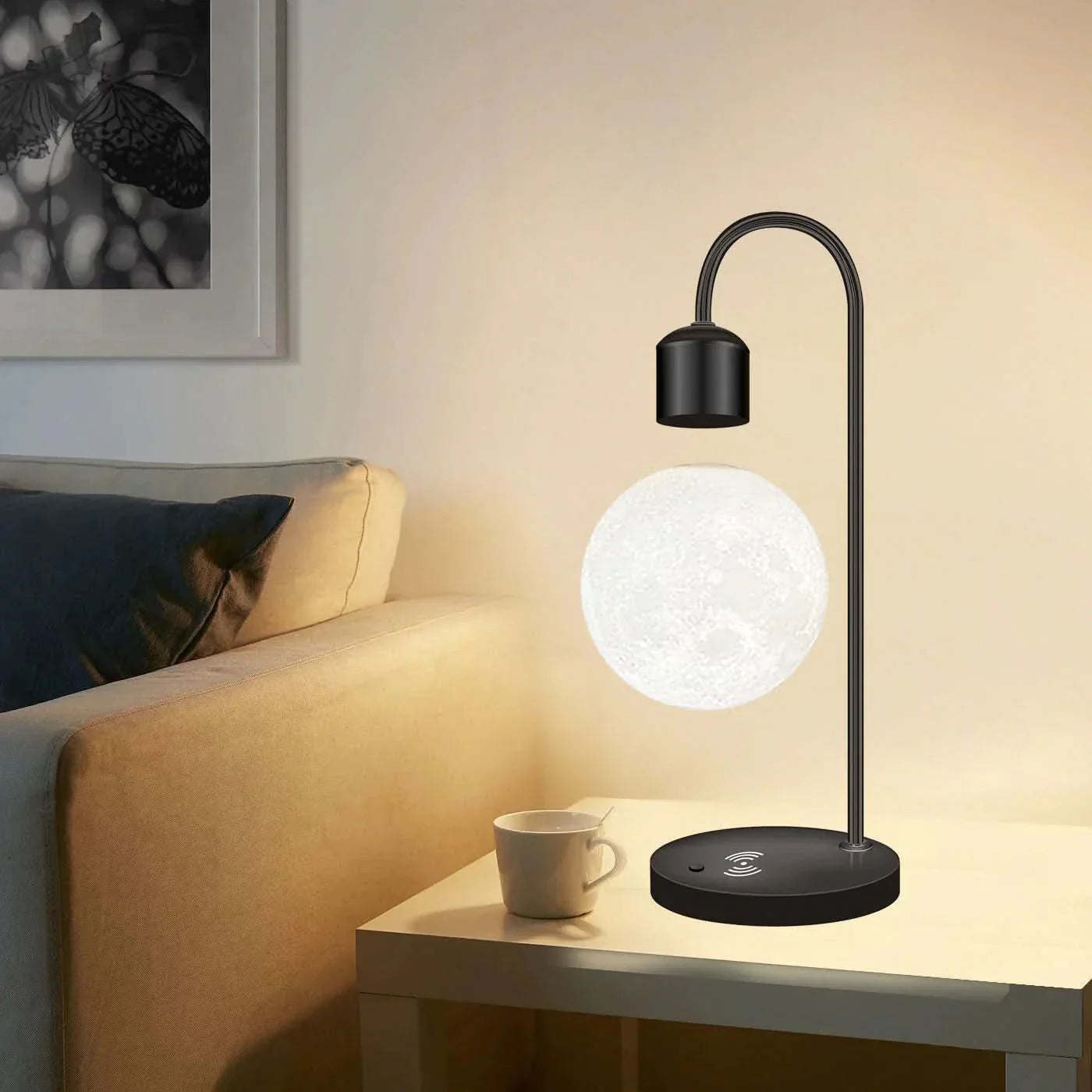 Floating Moon LED Lamp with Wireless Phone Charger - Unique Home Decor