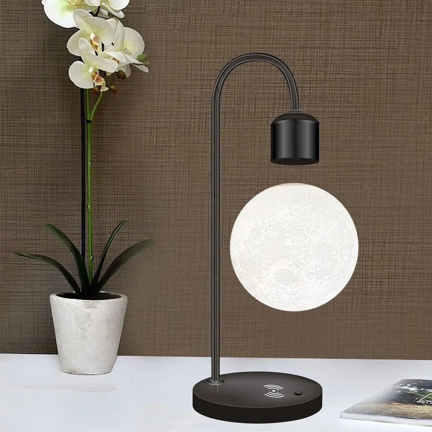 Floating Moon LED Lamp with Wireless Phone Charger - Unique Home Decor