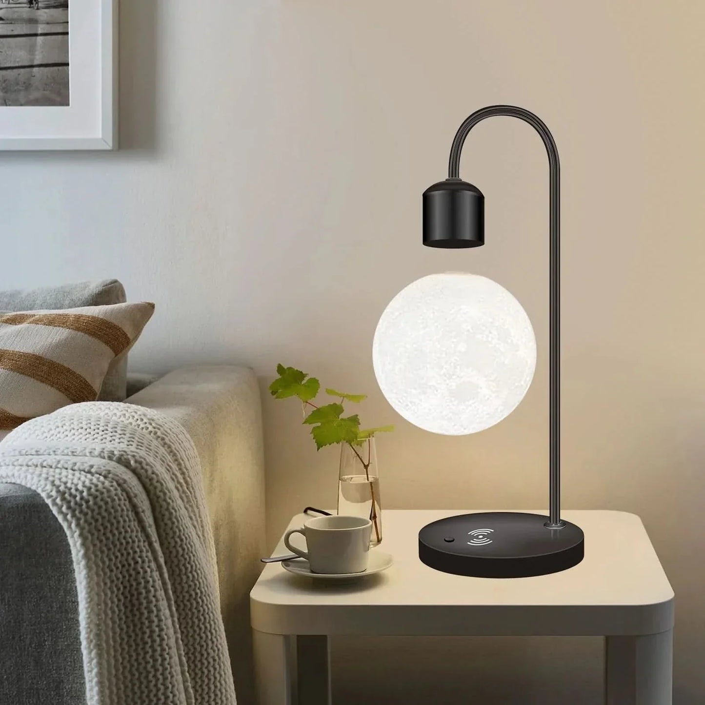 Floating Moon LED Lamp with Wireless Phone Charger - Unique Home Decor