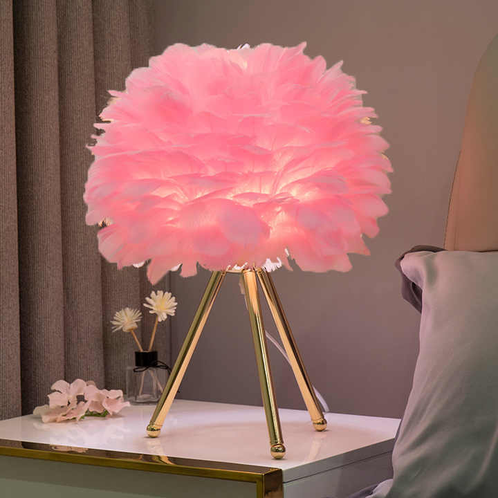 Dimmable Feather Table Lamp - Elegant Decorative Lighting for Home