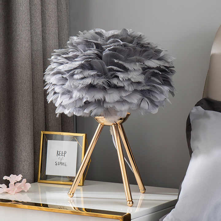 Dimmable Feather Table Lamp - Elegant Decorative Lighting for Home