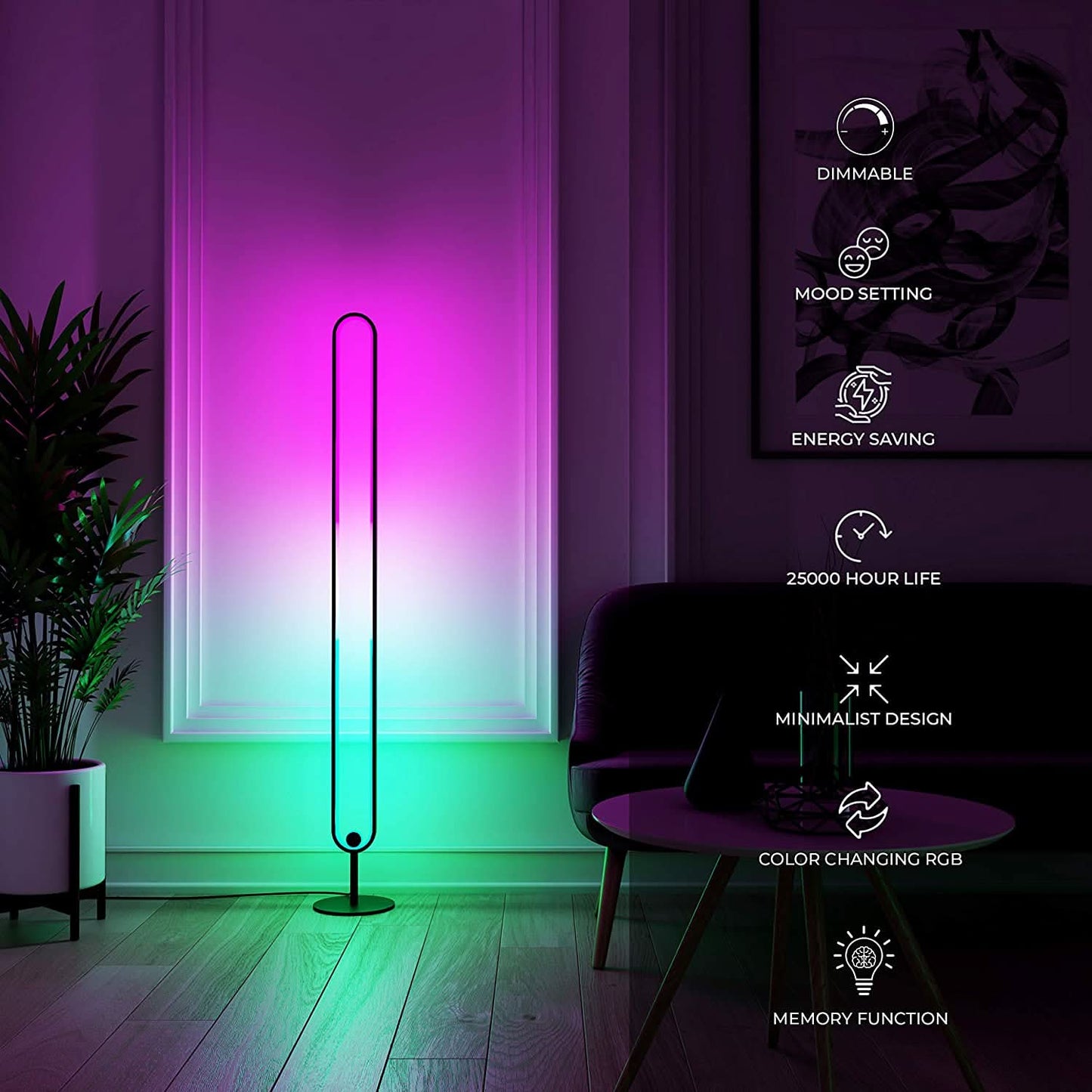Modern LED Infinity Floor Lamp for Living Room & Bedroom Lighting