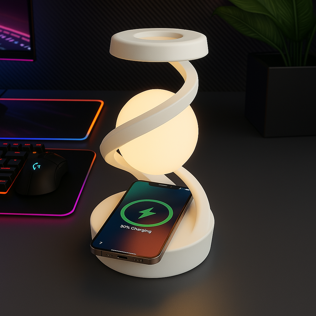 Levitating LED Lamp & Wireless Charger - Floating Glow Light