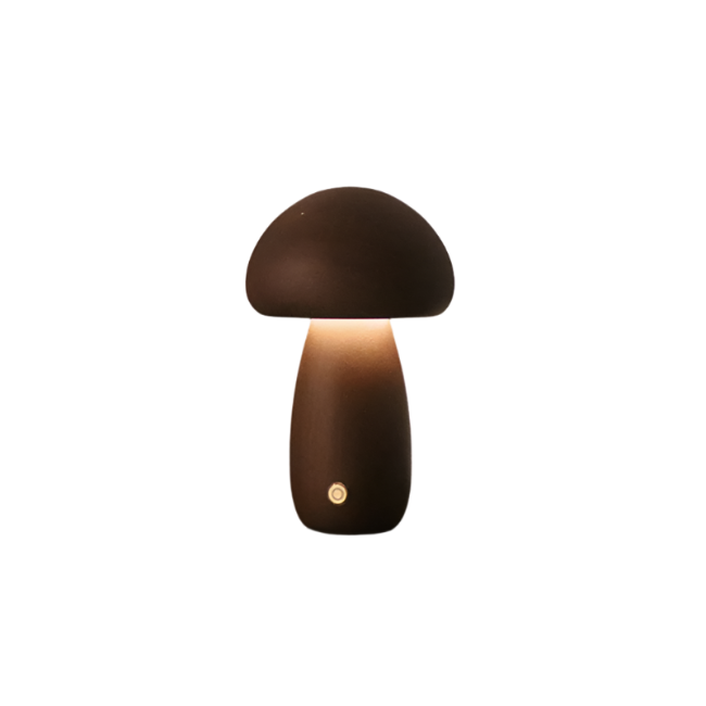 Rechargeable Touch Control Wooden Mushroom LED Table Lamp for Home
