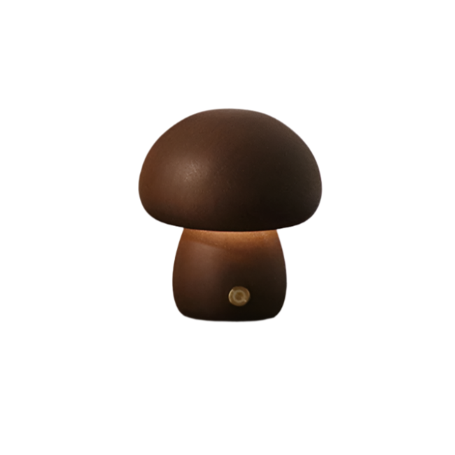 Rechargeable Touch Control Wooden Mushroom LED Table Lamp for Home
