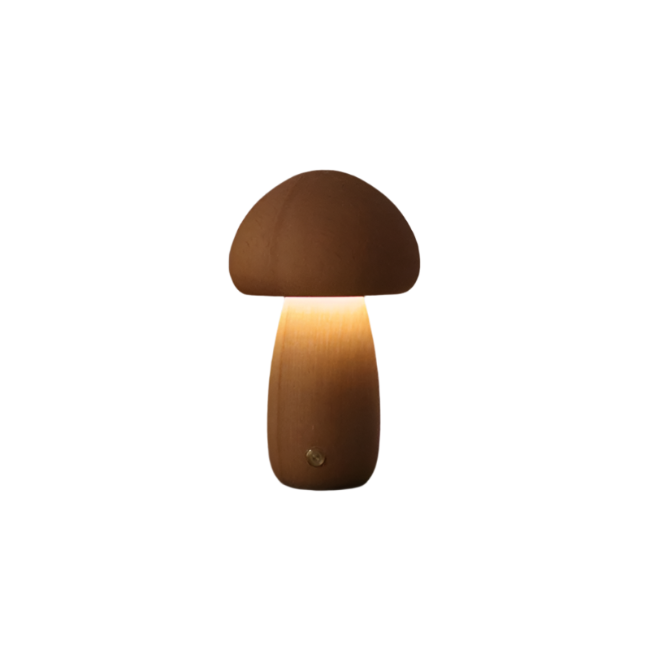 Rechargeable Touch Control Wooden Mushroom LED Table Lamp for Home