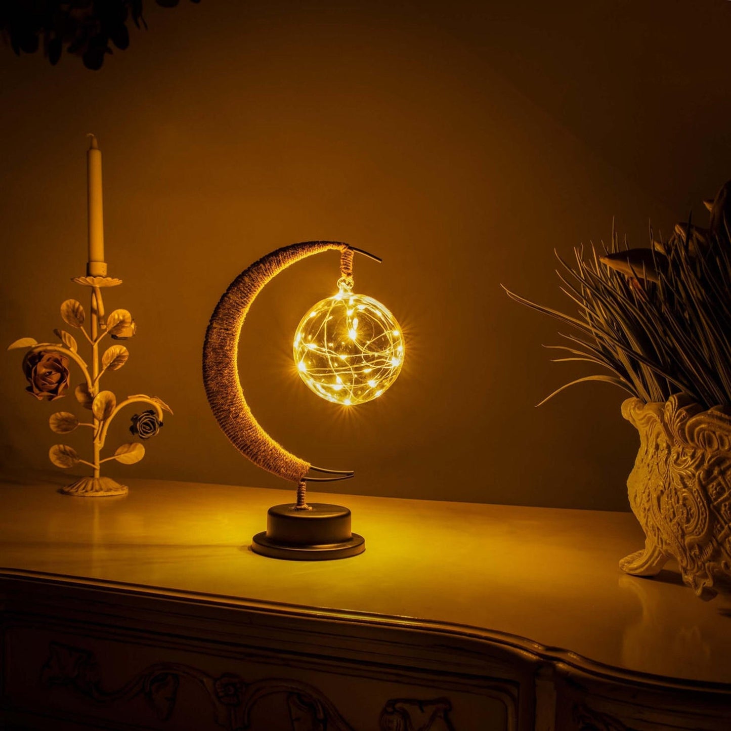 Moon Table Lamp for Living Room - Stylish Night Light & Home Decor