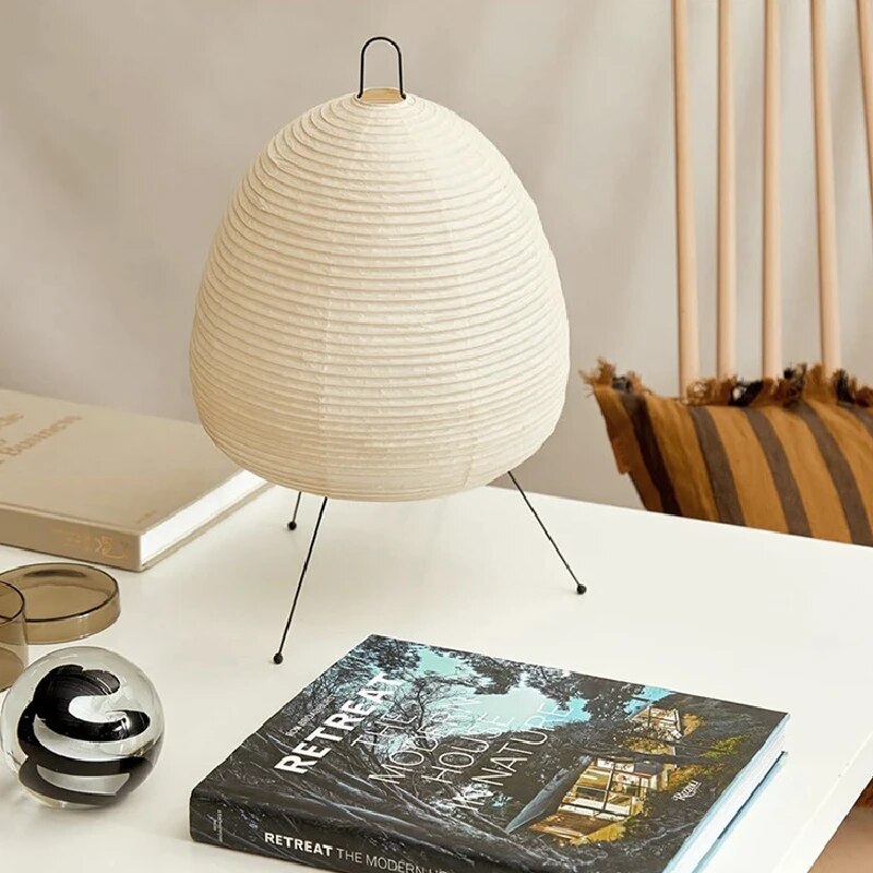 Japanese Rice Paper LED Table Lamp - Modern Home Lighting Decor